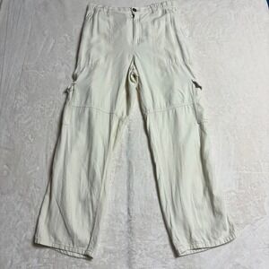 Pilcro Anthropologie Womens Slim Linen Beach‎ Cargo Pants Medium Ivory Coastal